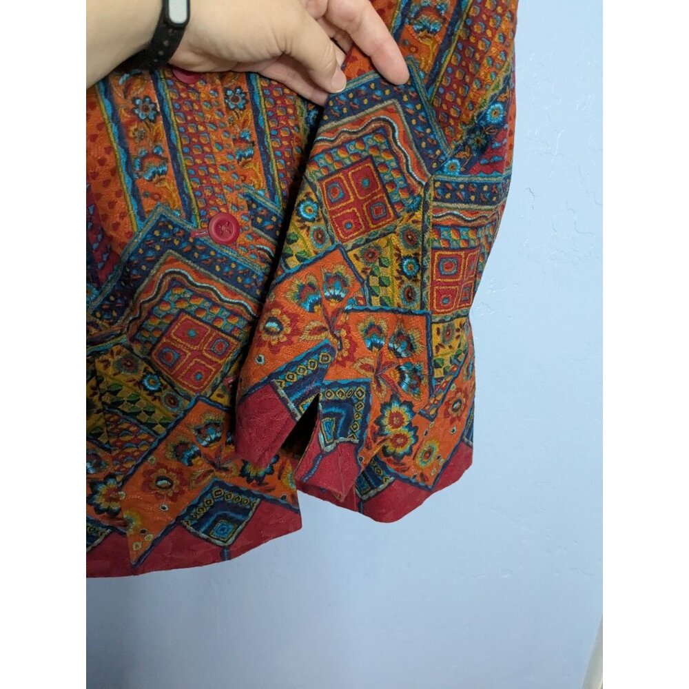 Coldwater Creek Womens Multicolor Geometric Pattern Blazer Jacket W18 Southwest - Picture 12 of 16